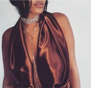 Fashion Crystal Rhinestones Choker Golden Collar Wedding Party Necklace Chain - Picture 1 of 10