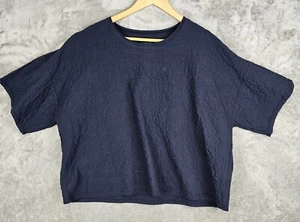 LABO.ART Damen Oversize Top passt S-L Boxy Artsy Gauzy dunkelblau Lagenlook - Bild 1 von 6