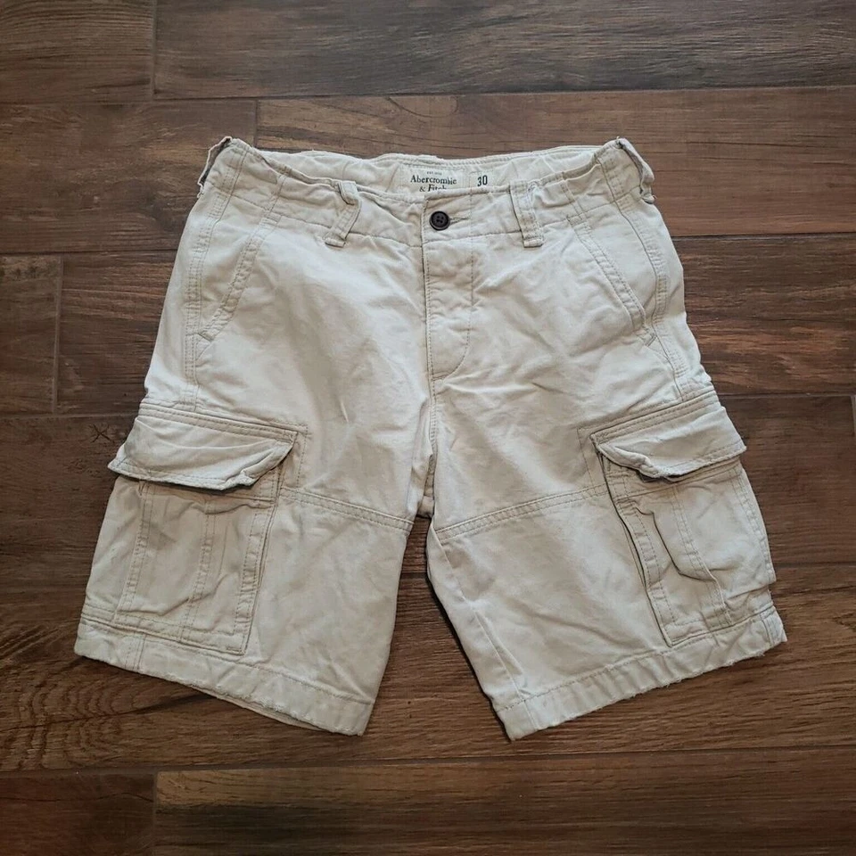Pantalones Cortos Carga Vintage Y2K Abercrombie & Fitch Para Hombre 30 Tostado Grueso Lona Cordón Foto 1 de 4