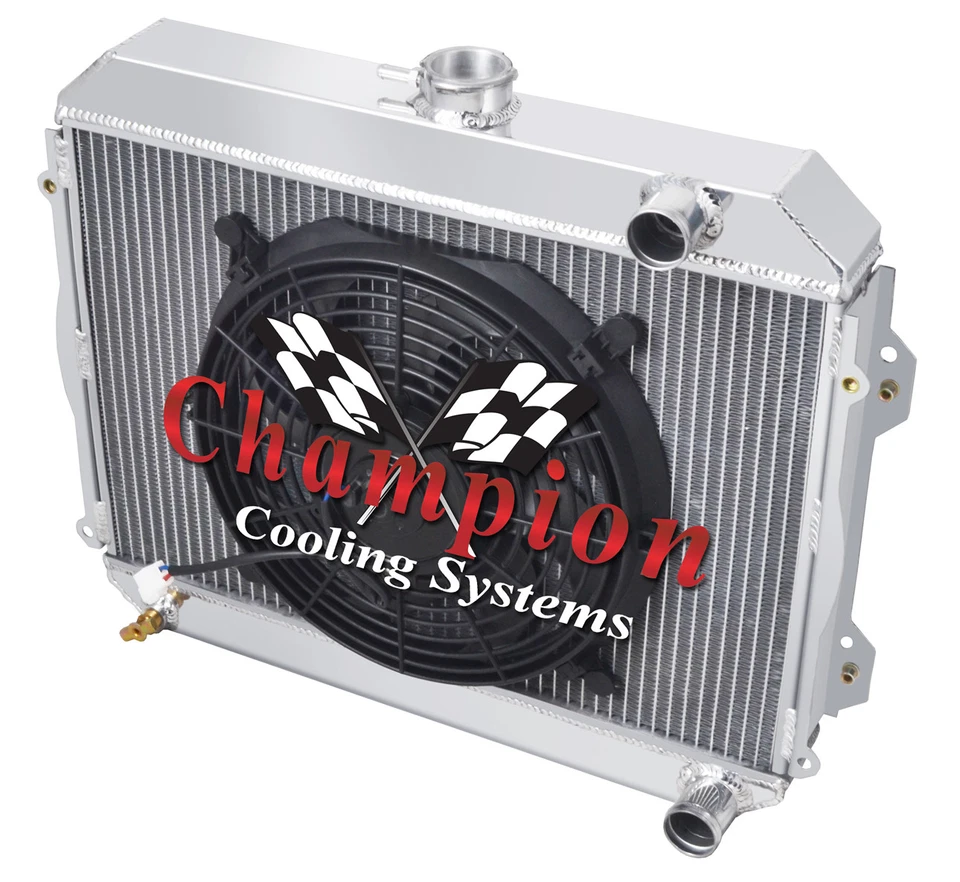 Radiador Kool Champion 3 filas con ventilador de 12" para Toyota Corolla 1971 1972 1973 1974 Foto 1 de 4