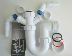 WASHING MACHINE DOUBLE APPLIANCE McALPINE 40mm ADJUSTABLE P TRAP - Picture 1 of 4