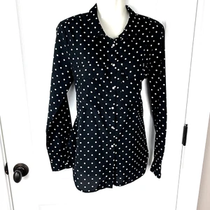 Kut From The Kloth Shirt Women’s S Polka dot Black Long Blouse Career Pockets - Picture 1 of 8