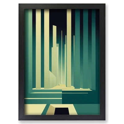 Framed Art Deco Architecture No.2 Skyscraper Wall Art Canvas Print Picture - Image 1 of 4