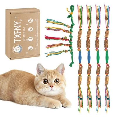 5Pcs Cat Toys Cat Chew Ropes , Safe Teeth Cleaning Toy for Indoor Kittens, Inter - Image 1 of 4