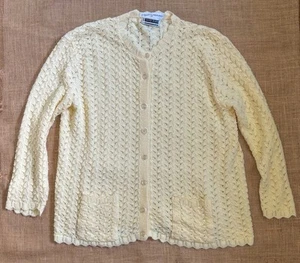 Vintage Pale Yellow Cardigan Sweater XL Cottage Grandma Core Coquette Softgirl - Picture 1 of 6