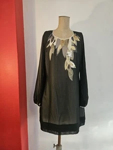 Ted Baker Dress Black A- Line Sequins Application Size 4 - Picture 1 of 14