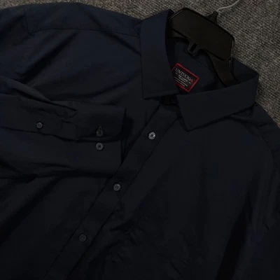 UNTUCKit Shirt Mens 2XL Navy Gironde Relaxed Fit Button Front Stretch Nylon - Image 1 of 4