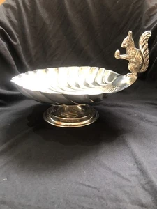 ANTIQUE EDWARDIAN SILVER PLATED SQUIRREL NUT DISH c1900 - Picture 1 of 10