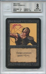 Magic the Gathering Unholy Strength 1993 Alpha MTG BGS 8.0Q++ - Picture 1 of 2