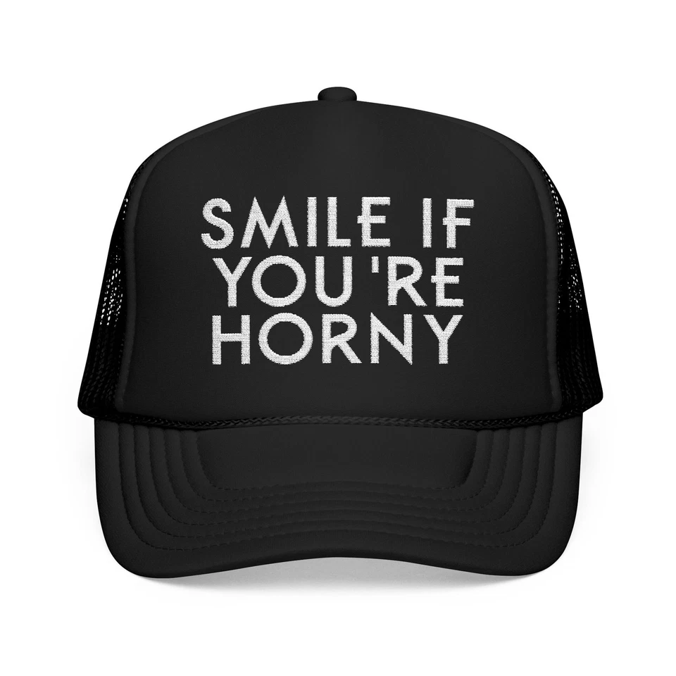 Smile If You're Horny - Sombrero bordado 100 % poliéster | Divertidos sombreros personalizados Foto 1 de 1