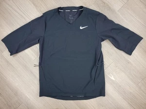 Nike Baseball Hot Jacket 3/4 Short Sleeve Mens M 897383-493 Black - Picture 1 of 7