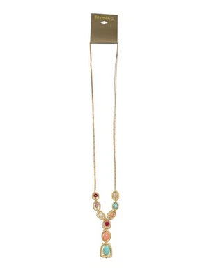 Collar largo de doble cadena Style & Co. tono dorado multicolor con cuentas nuevo con etiquetas Foto 1 de 3