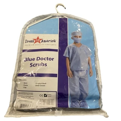 Dress Up America New! Blue Doctor Scrubs Halloween Costume Size L 12-14 - Image 1 of 4