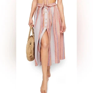 Free People Midirock mit Knopfleiste gefüttert rosa orange Größe Small - Bild 1 von 6