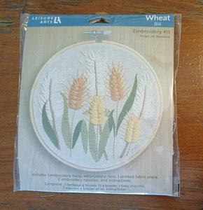 NEW Leisure Arts Embroidery "Wheat" Needle Art Craft Kit #57605 (w/ Hoop) - Picture 1 of 2