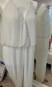 White Beaded Sleeveless Jumpsuit 12-14 - Picture 1 of 8