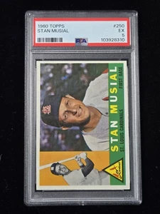 De colección 1960 Topps Baseball #250 Stan Musial PSA 5 EX St. Louis Cardinals Salón de la fama - Imagen 1 de 3