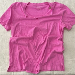 Victoria’s Secret PINK Kurzarm T-Shirt V-Ausschnitt Neon Pink Damen Large NEU - Bild 1 von 3