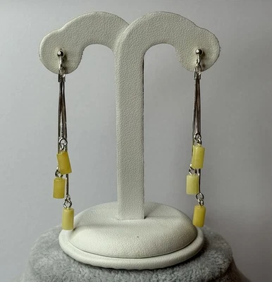 Pendientes colgantes ÁMBAR BÁLTICO LARGOS con plata de ley.Pendientes ámbar amarillo Foto 1 de 4