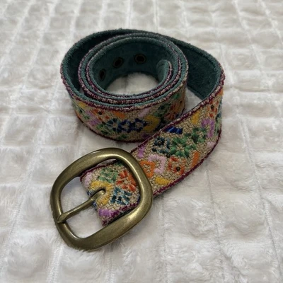 "Cinturón bordado floral de yute con hebilla de latón de 1,5"" de ancho festival boho" Foto 1 de 4