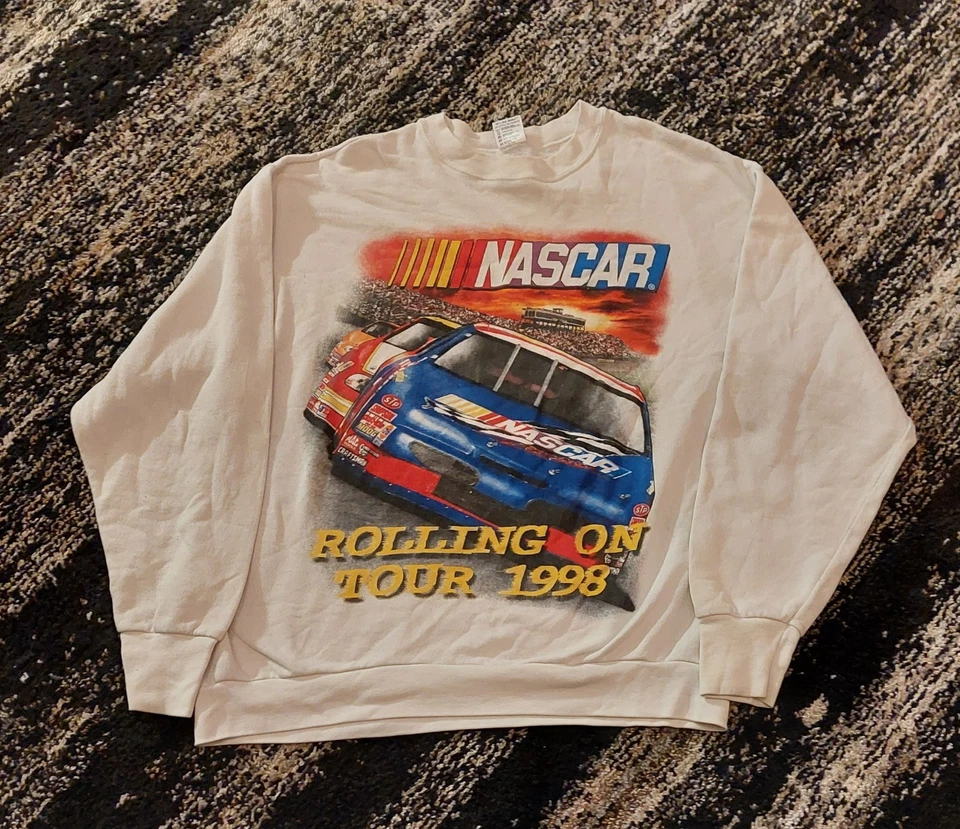Vintage 90s Nascar Sweatshirt Mens Sz Large Racing Winston Cup Tour 1998 Sweater - Image 1 of 4