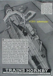 PUBLICITE TRAIN HORNBY JOUET ACCESSOIRES TUNNEL SIGNAUX TOYS DE 1933 FRENCH AD - Picture 1 of 1