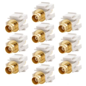 10x BNC Video Keystone Jack Coupler Coax Connector Wall Plate CCTV Camera White - Picture 1 of 6