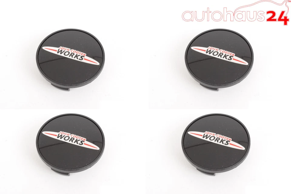 MINI COOPER TAPA CENTRAL DE RUEDA GENUINA CON LOGOTIPO DE JOHN COOPER WORKS JUEGO DE 4 OEM NUEVO Foto 1 de 4