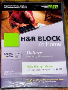 H&R Block At Home Deluxe + E-file Tax Year 2009 - Brand New, Sealed NIB Unopened - Picture 1 of 2