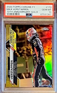 POP 6 PSA 10 RC Max Verstappen 2020 Topps Chrome F1 Gold Refractor 70th Rookie - Picture 1 of 3