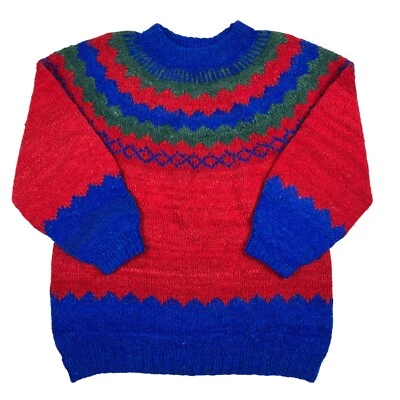 Suéter de Lana de Cordero Isla Feria Multicolor Hecho a Mano de Colección Hecho en Bolivia Talla L Foto 1 de 4