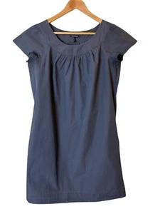 Daisy Fuentes Dress Size M Charcoal Cap Sleeves Pockets Loose Fit Minimalist - Picture 1 of 7
