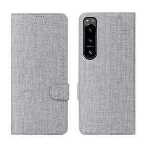 For Sony Xperia 5 IV 5G Case, Wallet Book Case Magnetic Flip Stand Cover Grey - Picture 1 of 5