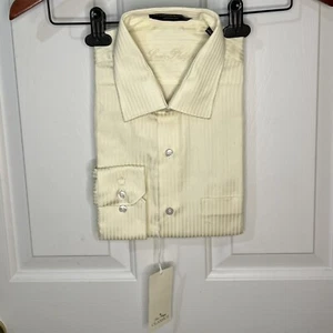 New W/t Louis Philippe Light Cream Cotton Stripe Button Up Shirt, 16.5 (42 EU) - Picture 1 of 5