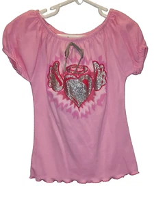 DREAM GIRL ANGEL WINGS HEART GIRLS SPARKLE GLITTER T SHIRT TOP~NW~6X U.S.A MADE - Picture 1 of 3