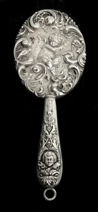 MARAVILLOSO ESPEJO CHATELAINE MINIATURA PLATA ESTERLINA QUERUBÍN ART NOUVEAU - Imagen 1 de 5