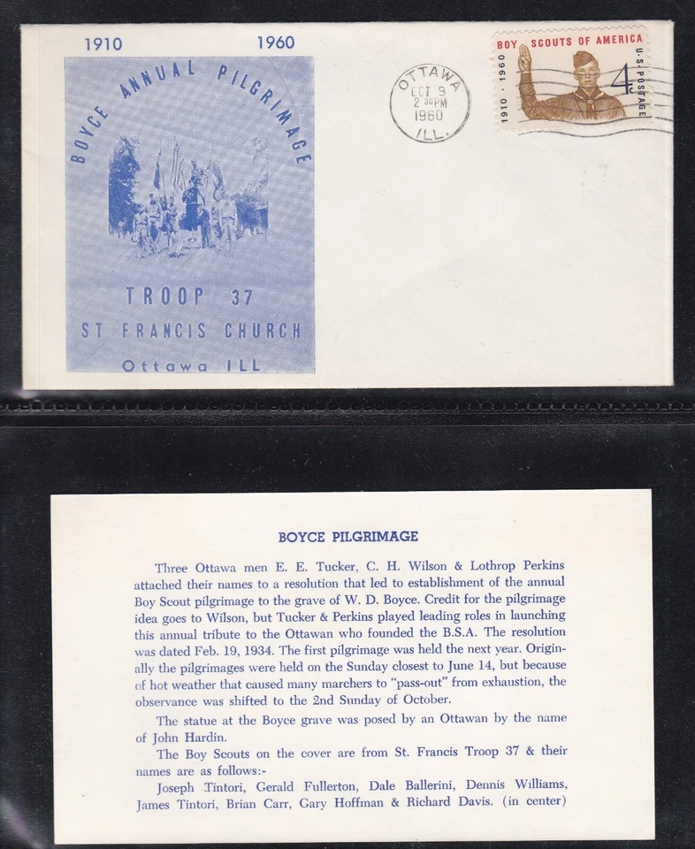USA 1960 BOY SCOUT BOYCE ANNUAL PILGRIMAGE OTTAWA IL + INSERT - Image 1 of 1