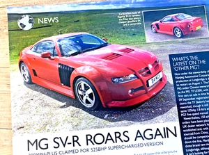 MG SVR SV-R NEWCOMER PRE LAUNCH FRAMEABLE ORIGINAL CLASSIC CAR ROAD TEST REVIEW - Picture 1 of 2