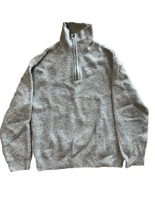 Zara Boys Grey Knitted Quarter Zip Pullover Turtleneck Sweater Size 13-14 - Picture 1 of 4