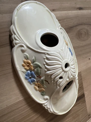 Antique Vtg Art Deco Flush Mount Ceiling Fixture Light Porcelain Ceramic 11" Cover