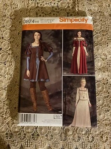 Simplicity 0874 Costume costplay Renaissance medieval Sewing Pattern Size 6-14 - Picture 1 of 4