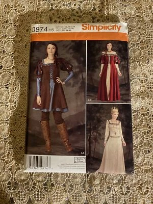 Simplicity 0874 Costume costplay Renaissance medieval Sewing Pattern Size 6-14 - Image 1 of 4