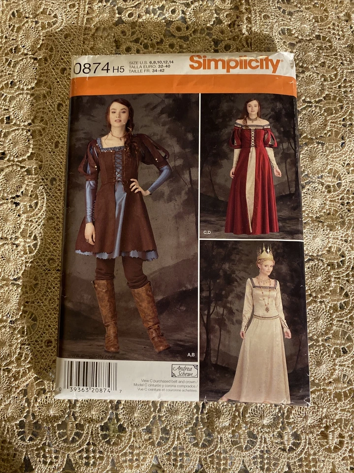 Simplicity 0874 Costume costplay Renaissance medieval Sewing Pattern Size 6-14 - Image 1 of 4