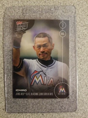 2016 TOPPS NOW #327-A ICHIRO PSA MINT MARLINS 3000 HITS 8/7/16  - Image 1 of 2
