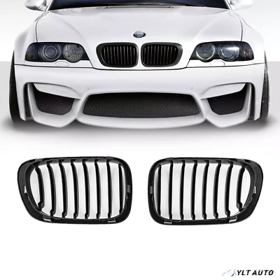 For 1999-2002 BMW 3-Series E46 M3 325Ci 330Ci Coupe 2D Gloss Black Kidney Grille - Image 1 of 4