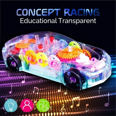 Transparent Car Gear Toy Colorful Race Car Light Music Educational Toys Kids New - Image 1 of 4