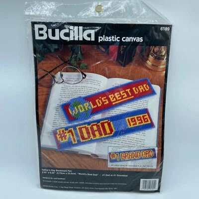 Bucilla FATHER'S DAY BOOKMARK PAIR Plastic Canvas KIT #6189 - Sealed - Image 1 of 3