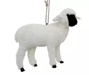Lamb Sheep Ornament - Faux Fur Animal Garden Farm Easter Nativity Doll Pet Cute - Picture 1 of 3