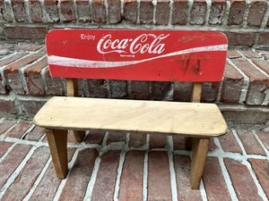Vintage Coca Cola Wooden Doll Display Bench Coke Decor - Picture 1 of 10