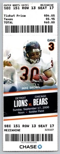 9/17/2006 Detroit Lions @ Chicago Bears Rex Grossman 4 TDs NFL Ticket Stub - Picture 1 of 2